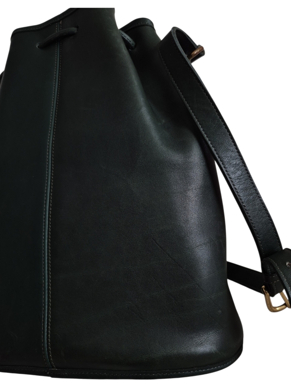Vintage Coach Dark Green Leather USA Bucket Bag - Picture 3 of 15